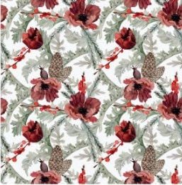 Red Anemone Flowers and Pine Branches Edible Chocolate Transfer Sheet for Chocolate Covered Strawberries and Bark, 1 Count