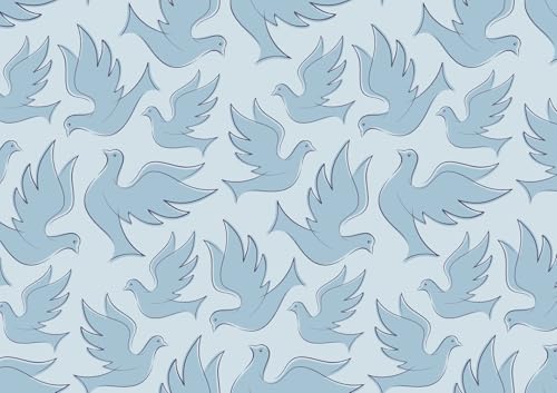 Pastel Blue Dove Pattern Edible Image Photo Cake Border Strips 3 Pre Cut Strips Per Sheet 2.6″ x 10.5"