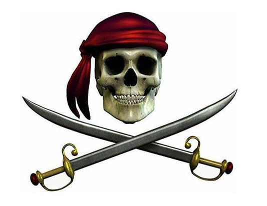 Pirate Skull & Swords Edible Image Cake Topper For Quarter Sheet Cake