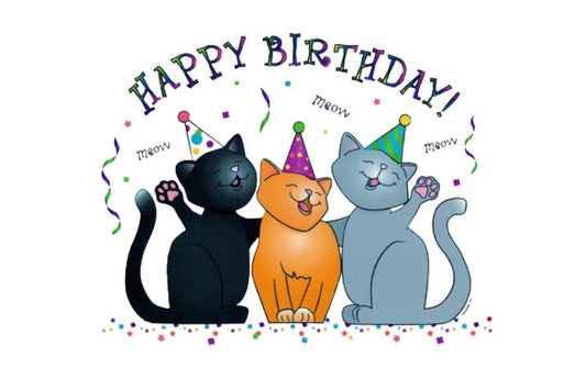 Happy Birthday Cats Edible Image Cake Topper For Your Half Sheet Cake