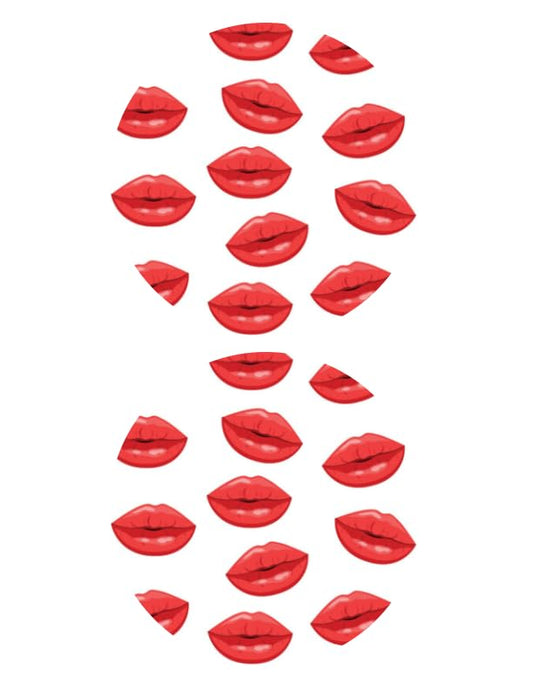 5" Pre-Cut Round Red Kissy Lipstick Pattern Edible Image Photo Cake, Cupcake Or Cookie Toppers