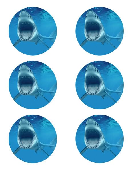 3" Pre-Cut Round Shark Attack Icing Edible Image Cupcake Toppers