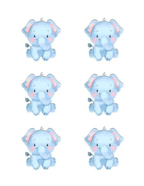 3" Round Pre-Cut Cute Elephant Edible Images For Your Cupcakes!