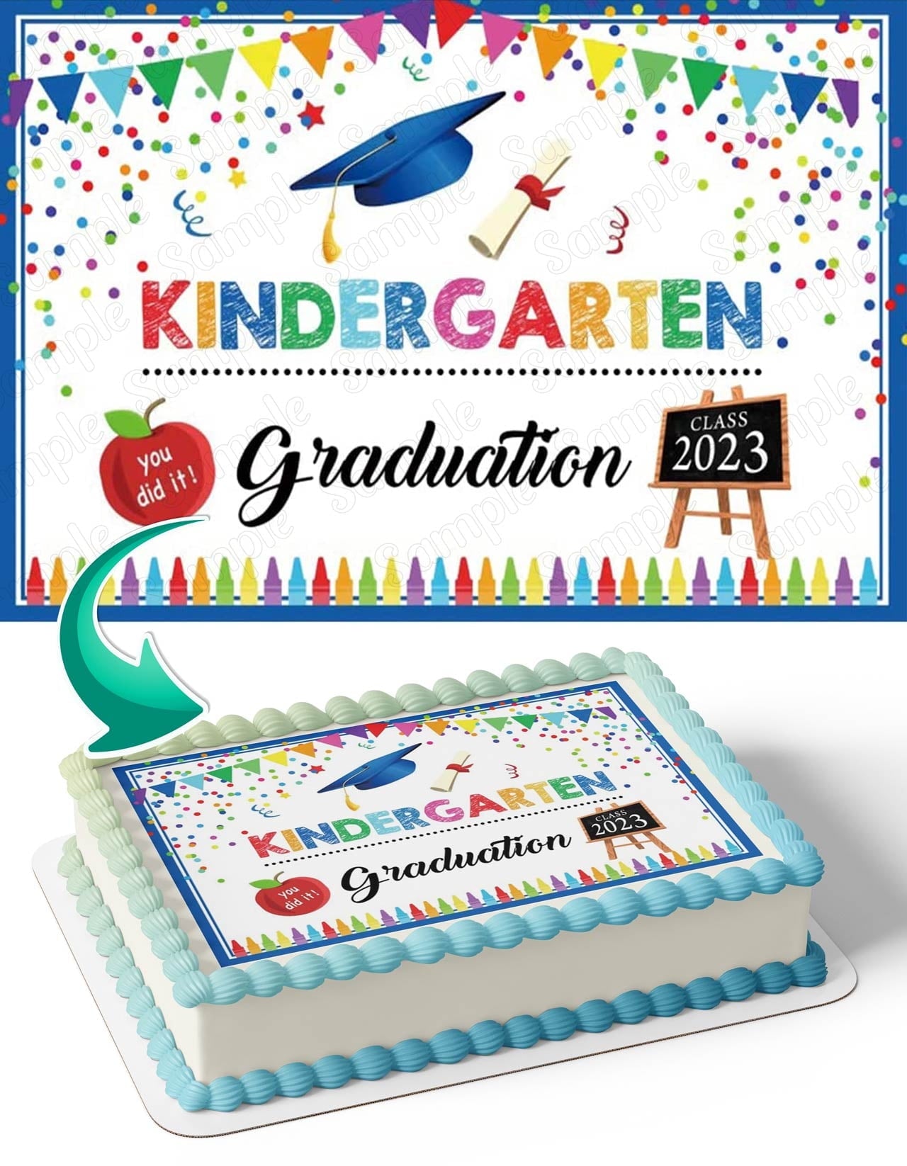 Kindergarten Graduation Class You Did It Edible Cake Image Topper Birthday Photo Icing Fondant Decoration Print 1/4 Sheet