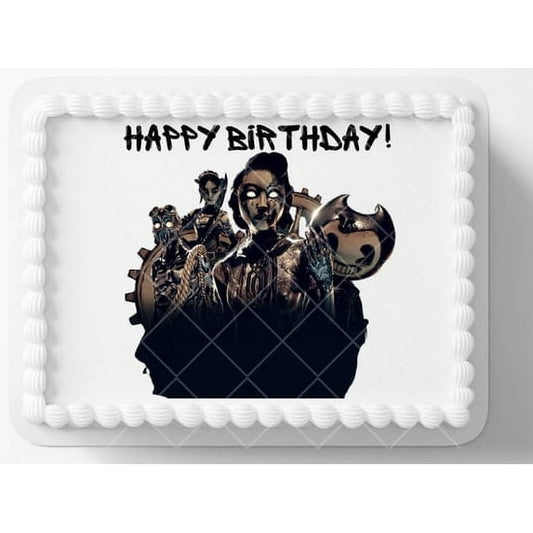 Happy Birthday Gamer Bendy Edible Image Cake Topper For Quarter Sheet Cake By TNCT