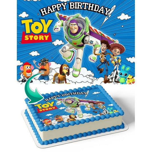 Buzz Lightyear Toy Story Birthday Edible Image Cake Topper For Half Sheet Cake By TNCT