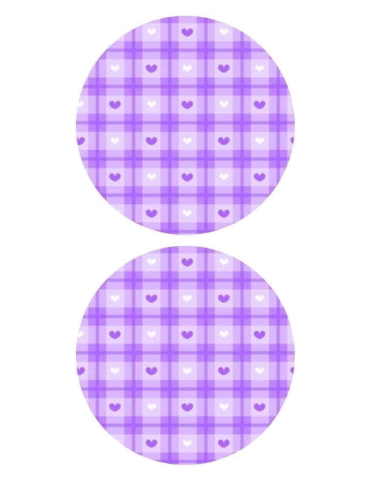 Purple & White Hearts Plaid Pattern Edible Icing Image Cake Topper, by TNCT.