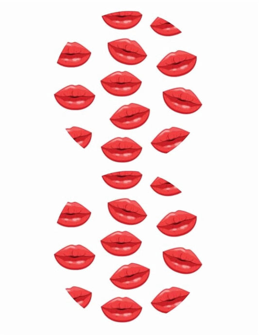 Red Kissy Lipstick Pattern Edible Icing Image Cake topper, by TNCT.