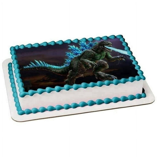 5" Round Pre-Cut Blue Godzilla Breathing Ice Lightening Photo Edible Image Cake Topper (2 Rounds Per 1 Sheet)