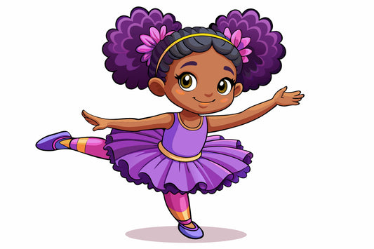 5" Round Pre-Cut Cartoon Girl Ballerina In Purple TuTu Photo Edible Image Cake,Cupcake Or Cookie Toppers (2 Per Sheet)