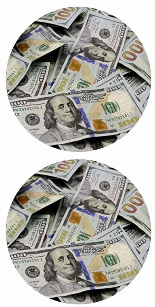5" Round Pre-Cut Fun Money 100 Dollar Bill Design Edible Image Cake Topper - (2 on one Sheet As Shown) By TNCT