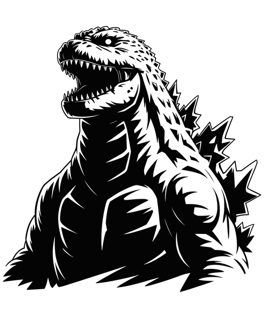 5" Round Pre-Cut Godzilla Silhouette Photo Edible Image Cake Topper (2 Per Sheet)