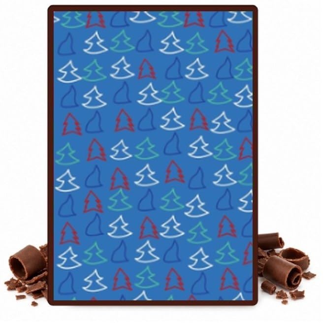 Small Christmas Trees on Blue Edible Chocolate Transfer Sheet for Chocolate Covered Strawberries and Bark, 1 Count