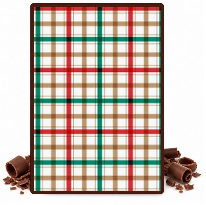 Christmas Tree Grid Plaid Edible Chocolate Transfer Sheet for Chocolate Covered Strawberries and Bark, 1 Count