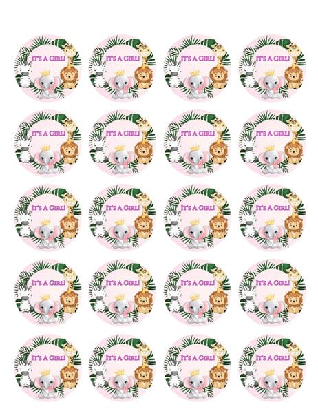 1.875" Pre-Cut Round Its a Girl Edible Image Cupcake Toppers