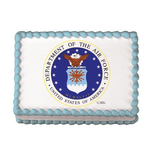 Whimsical Practicality Air Force Emblem Edible Icing Cake Image Topper