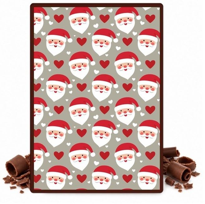 Santa Faces on Pale Green Edible Chocolate Transfer Sheet for Chocolate Covered Strawberries and Bark, 1 Count