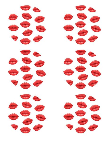 3" Round Pre-Cut Red Kissy Lipstick Pattern Edible Image Photo Cupcake & Cookie Toppers