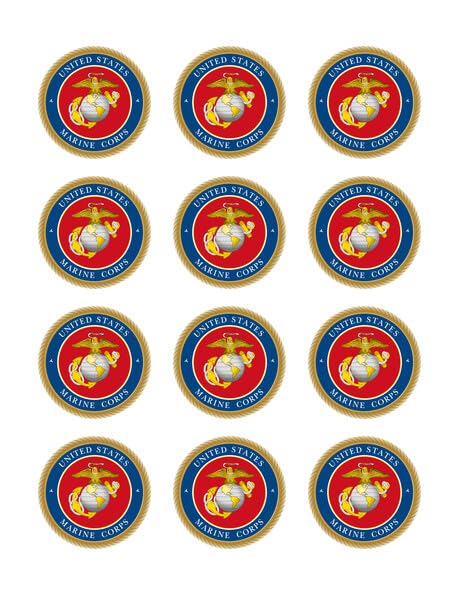 2" Round Pre-Cut United States Marine Logo Edible Images!