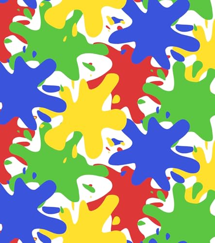 Red, Yellow, Blue & Green Splash Paint Pattern Edible Image Photo Cake Topper For Half Sheet Cake