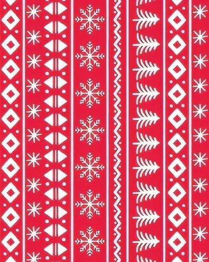 Red & White Christmas Tree, Snowflake, Star Holiday Pattern Edible Image Photo Cake Topper For Quarter Sheet Cake