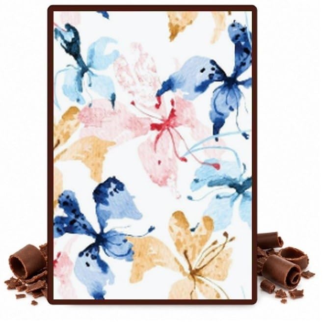 Pastel Watercolor Flowers Edible Chocolate Transfer Sheet for Chocolate Covered Strawberries and Bark, 1 Count