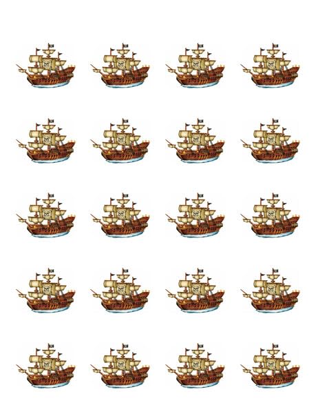 1.875" Pre-Cut Round Pirate Ship Edible Image Cupcake Toppers