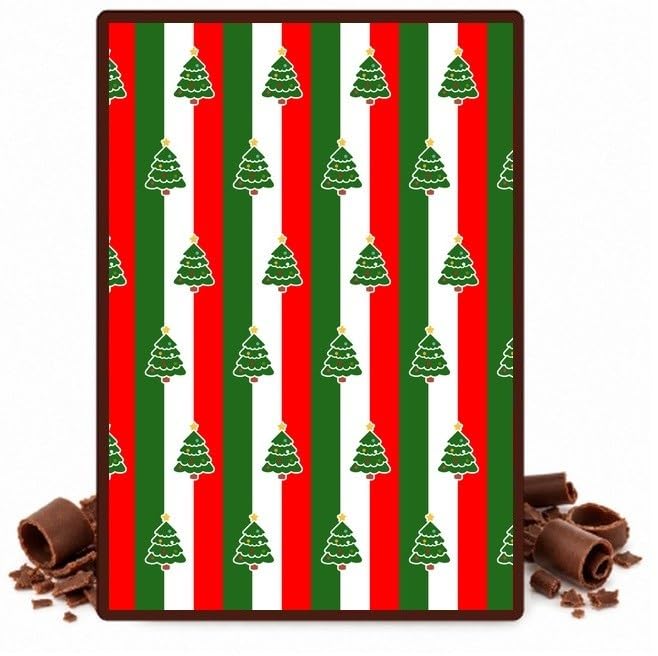 Christmas Trees with Red and Green Stripes Edible Chocolate Transfer Sheet for Chocolate Covered Strawberries and Bark, 1 Count