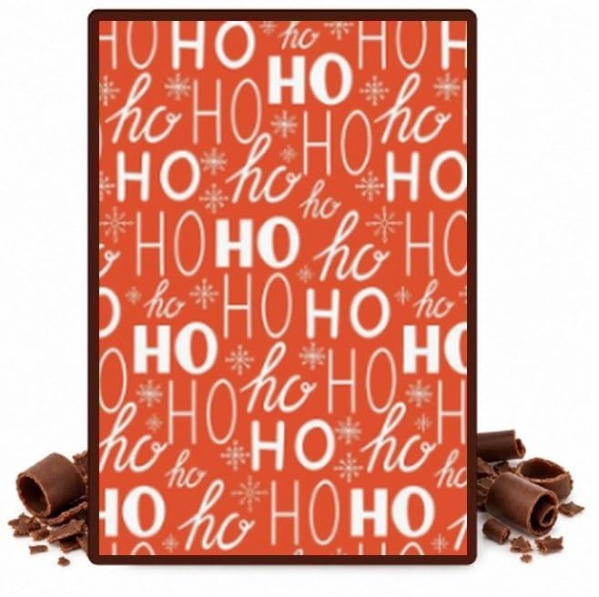 Ho Ho Ho Lettering on Red Edible Chocolate Transfer Sheet for Chocolate Covered Strawberries and Bark, 1 Count