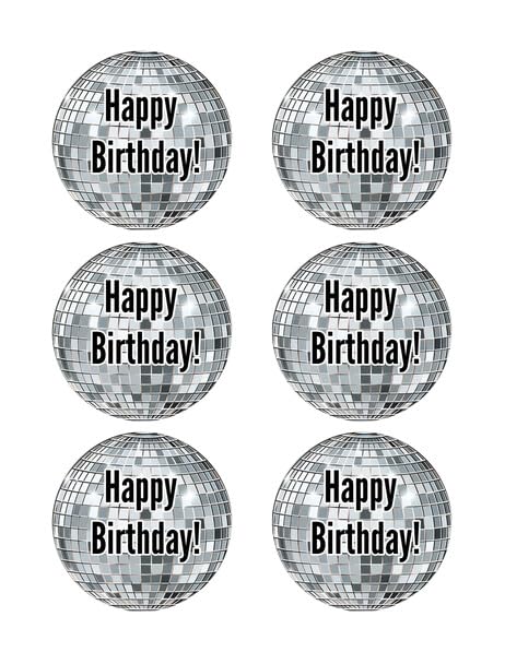 3" Round Pre-Cut Bday Disco Ball Edible Images For Your Cupcakes!