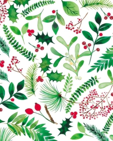 Holly Christmas Pattern On Edible Image Chocolate Transfer Sheet. Apply To Your Custom Chocolate Treats