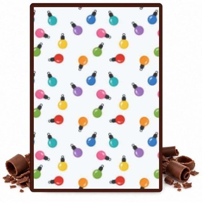 Colorful Holiday Light Bulbs Edible Cocoa Butter Transfer Sheet for Chocolate Treats, 1 Count