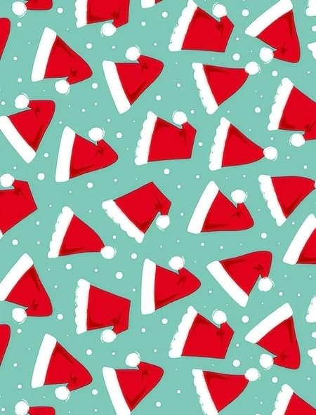 Red & White Santa Hat Christmas Pattern On Edible Image Chocolate Transfer Sheet. Apply To Your Custom Chocolate Treats