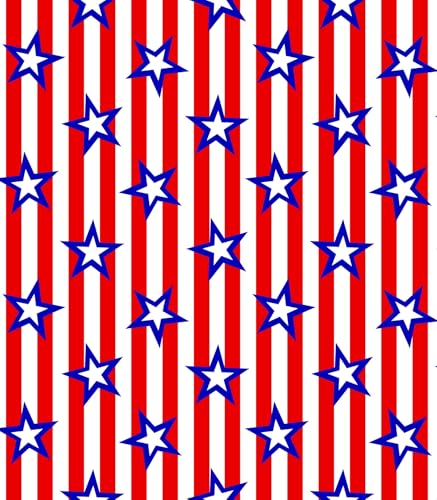 Red, White & Blue Stars & Stripes Pattern Edible Image Photo Cake Topper For Quarter Sheet Cake