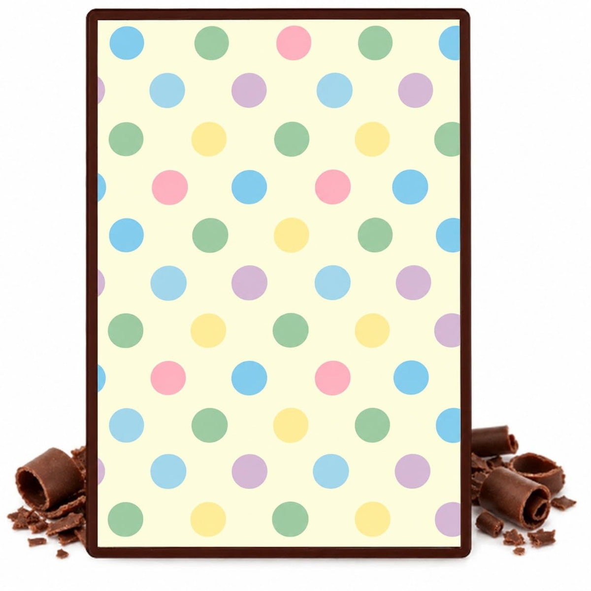 Pastel Polka Dots on Cream Edible Cocoa Butter Transfer Sheet for Chocolate Treats, 1 Count