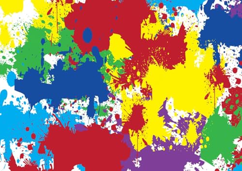 Rainbow Paint Abstract Splash Pattern Edible Image Photo Cake Topper For Quarter Sheet Cake