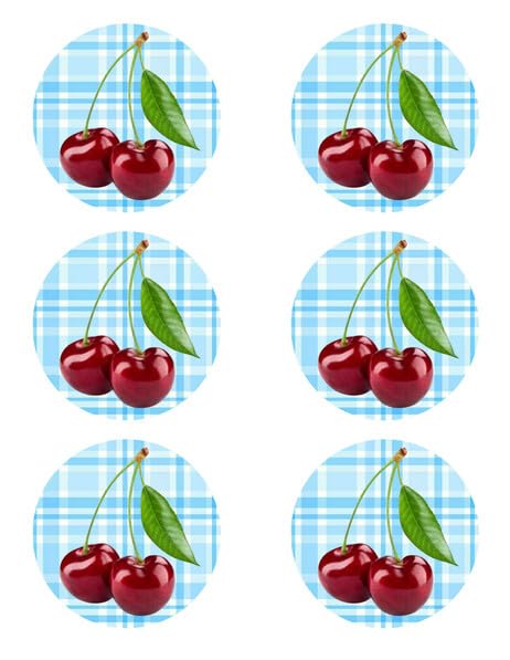 3" Round Pre-Cut Red Cherry Design Edible Image Cupcake Toppers