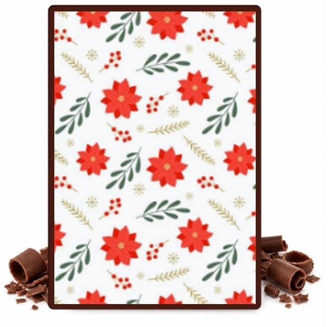 Poinsettia and Winter Botanicals Edible Chocolate Transfer Sheet for Chocolate Covered Strawberries and Bark, 1 Count