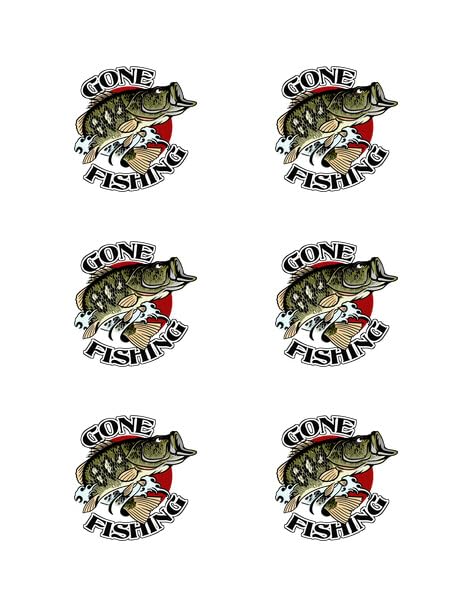 3 Inch Round Pre-Cut Gone Fishing Edible Image Cupcake Toppers