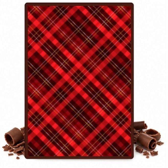 Red and Black Christmas Plaid Edible Chocolate Transfer Sheet for Chocolate Covered Strawberries and Bark, 1 Count