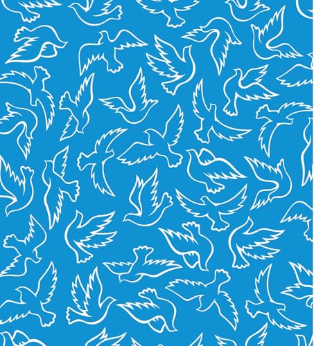 Blue Flying Dove Pattern Edible Image Photo Cake Topper For Half Sheet Cake