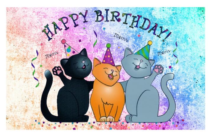 Happy Birthday Cats Edible Image Cake Topper For Half Sheet Cake