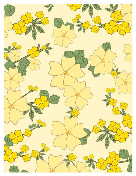 Yellow Floral Wildflower Pattern Edible Image Photo Cake Topper For Quarter Sheet Cake