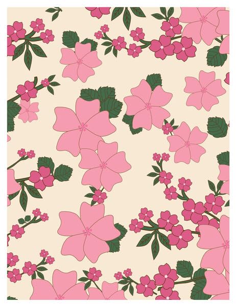 Pink Floral Wildflower Pattern Edible Image Photo Cake Topper For Quarter Sheet Cake