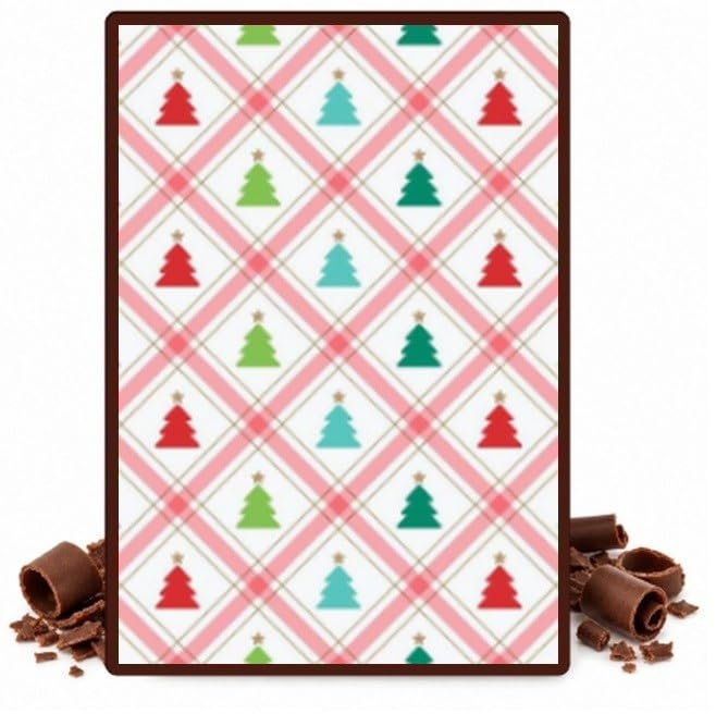 Christmas Trees in Diagonal Diamonds Edible Chocolate Transfer Sheet for Chocolate Covered Strawberries and Bark, 1 Count