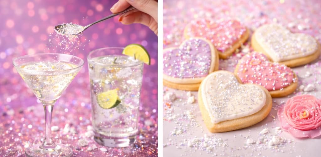 Party Poppin Cake Toppin Crystal Clear, Sparkly & Bright Edible Glitter – Food Grade Edible Glitter for Cakes, Cupcakes & Drinks – Crystal Clear – 5 Gram Pot with Tear Drop Lid