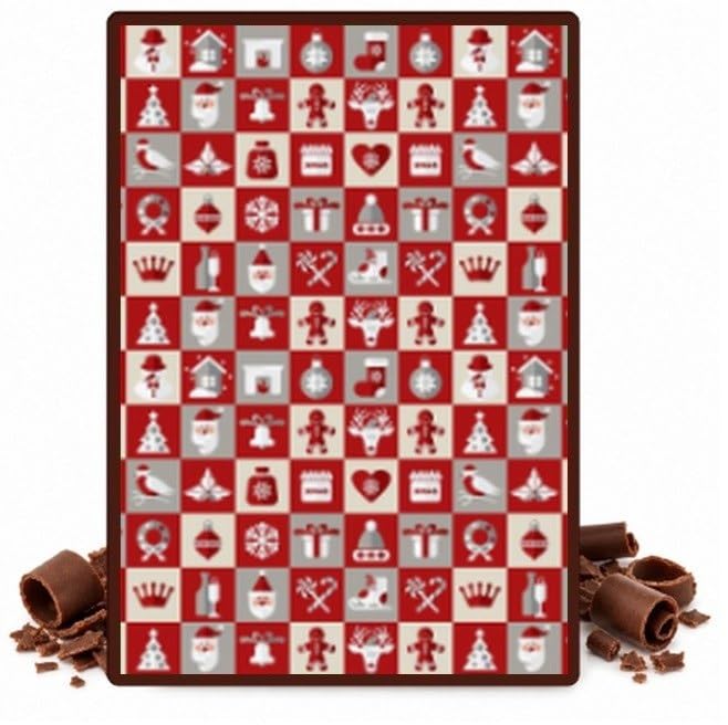 Christmas Holiday Icon Tiles Edible Chocolate Transfer Sheet for Chocolate Covered Strawberries and Bark, 1 Count