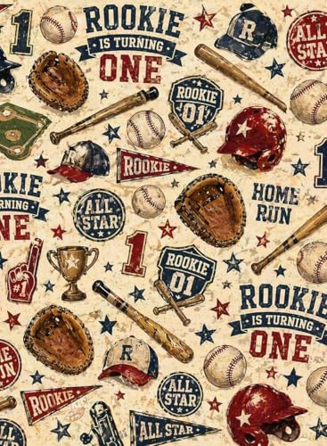 Rookie is Turning One Pattern Edible Image Photo Cake Topper For Quarter Sheet Cake