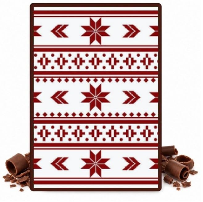 Red and White Nordic Christmas Edible Chocolate Transfer Sheet for Chocolate Covered Strawberries and Bark, 1 Count