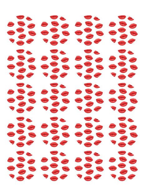 1.875" Pre-Cut Round Red Kissy Lips Pattern Edible Image Photo Cupcake Or Cookie Topper
